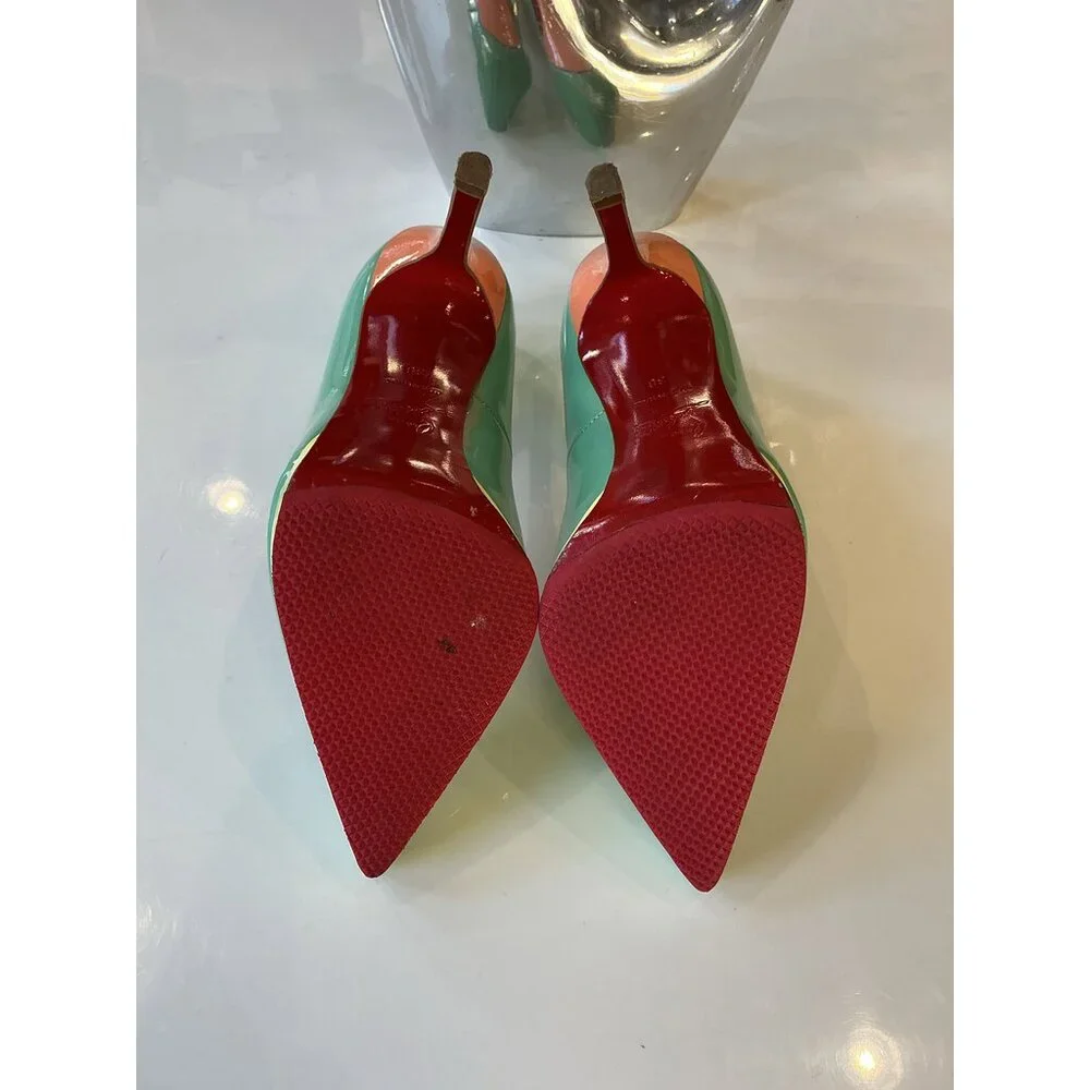 Louboutin Green Colorblock Heels - Picture 4 of 7